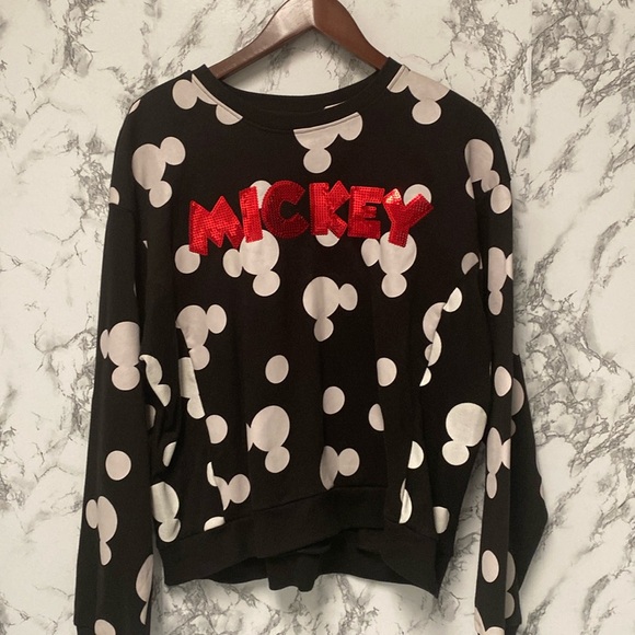 Disney Mickey Mouse Graphic Sweatshirt With Red Sequin Letters Size XXL - Picture 2 of 9